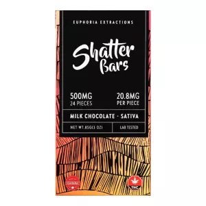 Sativa Milk Chocolate Shatter Bars 500mg / 24pcs – Euphoria Extractions