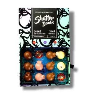 Indica THC Chocolate Shatter Bombs 240mg / 12pcs – Euphoria Extractions