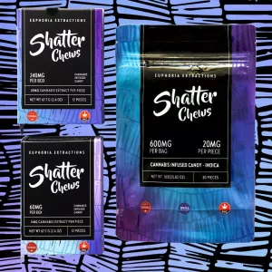 Indica Shatter Chews THC Gummies 20mg x 30pcs (600mg)- Euphoria Extractions