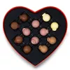 Heart-shaped chocolate box with assorted chocolates, perfect for Valentines Day gifting.