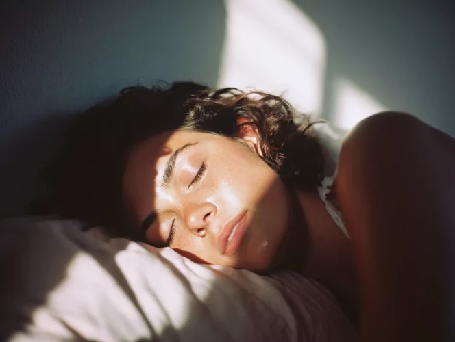 Woman peacefully sleeping on a pillow