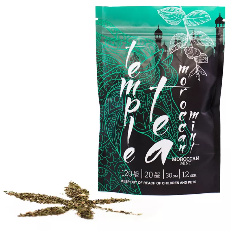 Moroccan Mint Tea with 120mg THC, 20mg CBD in a 30g package - Keep away from kids.