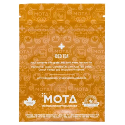 MOTA Canadian Cannabis-Infused Iced Tea Label with Ingredients and Allergy Warnings