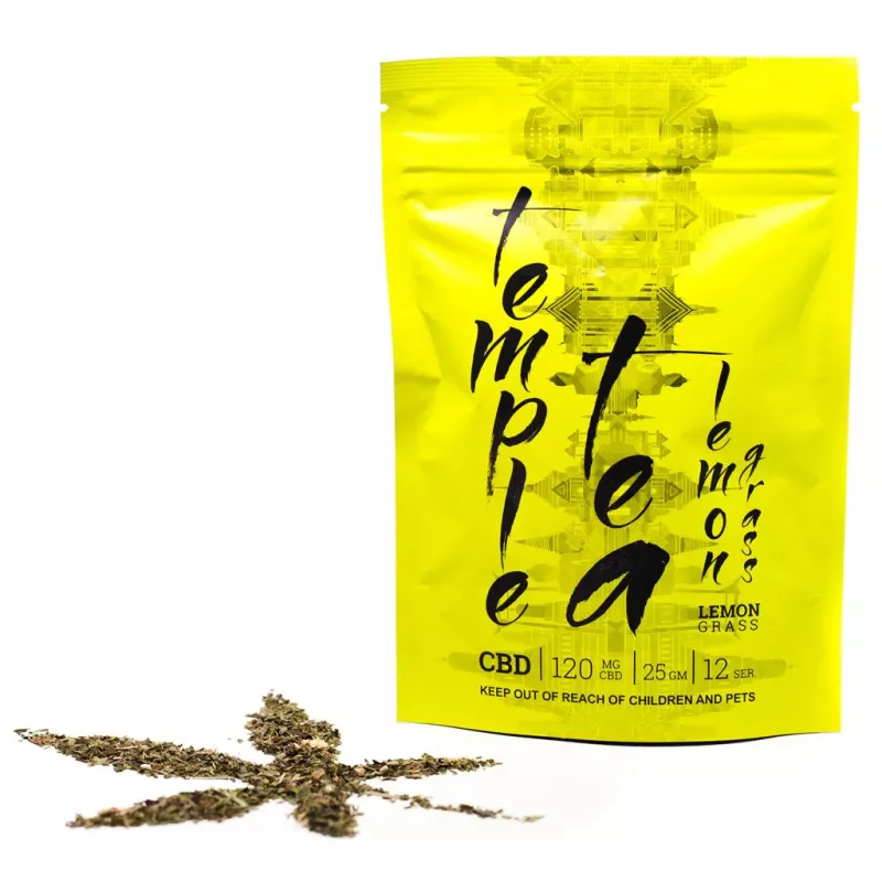Temple 120mg CBD Lemongrass Tea, 25g Packet with Herbal Contents
