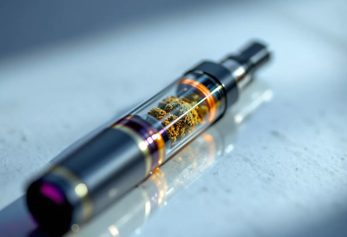 Gros plan d'un vaporisateur contenant du cannabis