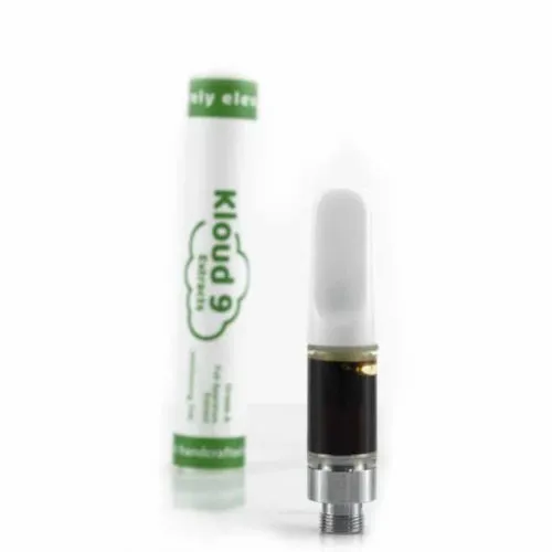 Kloud 9 Elite Vape Cartridge with green and white packaging on white background.