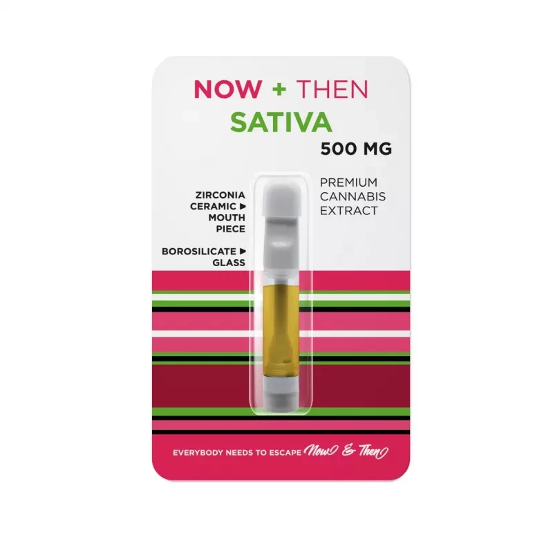 Now + Then 500mg Sativa Vape Cartridge with Ceramic Mouthpiece and Glass Construction