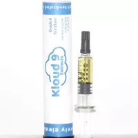 THC ratio distillate syringe by Kloud 9 with balanced cannabinoid blend and tropical papaya flavor