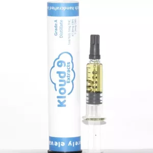 Kloud 9 Extracts Grade A Distillate Syringe with THC, CBN, CBD.