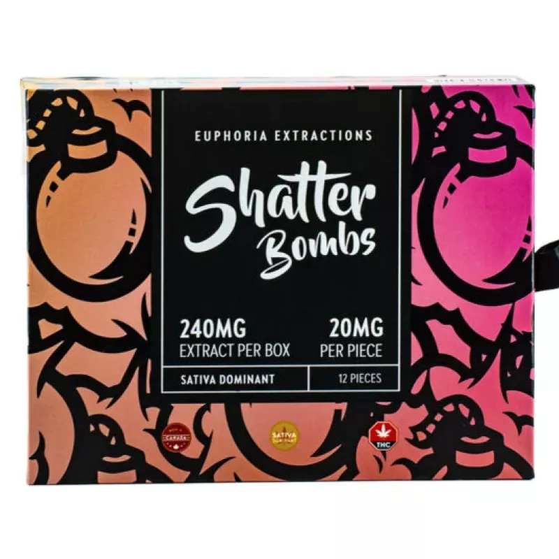 Shatterbombs 240mg Sativa 12-piece packaging.