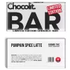 Chocolit bar packaging with bold text, pumpkin spice latte flavor, and thc dosage information.