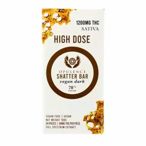 Vegan THC chocolate bar, Sativa, high dose 1200mg, sugar-free, luxury, potent edible.