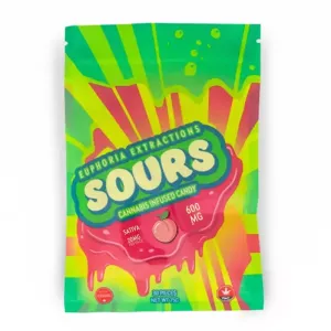 Euphoria Extractions Sours 600mg Cannabis Infused Candy Package.