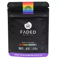 Rainbow vegan THC gummies by Faded Edibles 180mg package