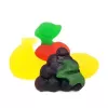 Assorted gummy fruit shapes in vibrant colors