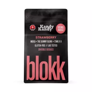 Strawberry Vegan Indica THC Gummies Blokk 75mg x 8pcs (600mg) – KANDY KANDY