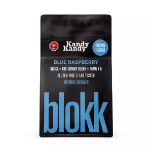 Blue Raspberry Vegan Indica THC Gummies Blokk 75mg x 8pcs (600mg) – KANDY KANDY