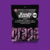 Black pouch of Kandy Kandy Grape THC Gummy Feet on a purple background.