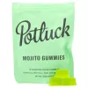 Cannabis-infused Potluck Mojito Gummies packaging with THC and CBD dosage.