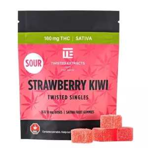 Sour Strawberry Kiwi Sativa THC Gummies 10 mg x 16pcs (160mg) – Twisted Extracts