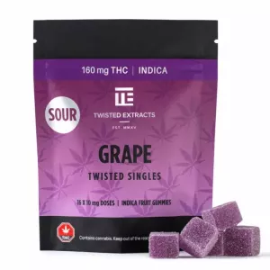 Sour Grape Indica THC Gummies 10 mg x 16pcs (160mg) – Twisted Extracts