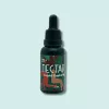 Black dropper bottle labeled NECTAR, THC+ 500 MG, against pastel background.