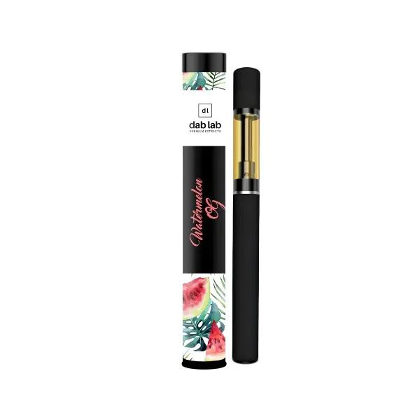 Black Dab Lab Watermelon OG vape pen and matching packaging with watermelon design.