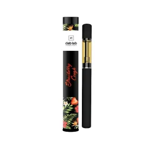 Dab Lab Strawberry Cough vape pen and packaging with tropical design.