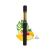 Black vape cartridge with tropical fruits and leaves, Dab Lab logo.