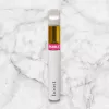 White vape pen with bubble flavor on marble background.