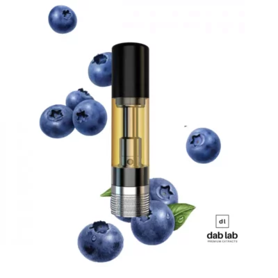 Dab Lab premium blueberry indica vape cartridge with golden THC oil