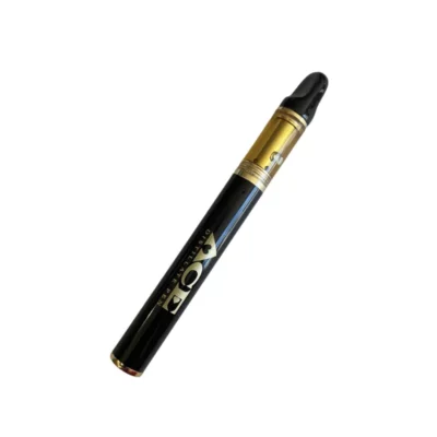 Elegant Tom Ford black and gold vape pen with decorative symbols.