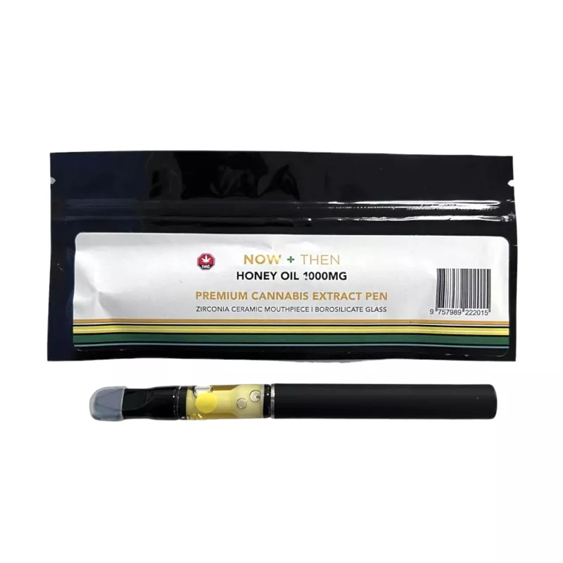 Now + Then 1000mg Honey Oil Vape Pen with Ceramic Mouthpiece.
