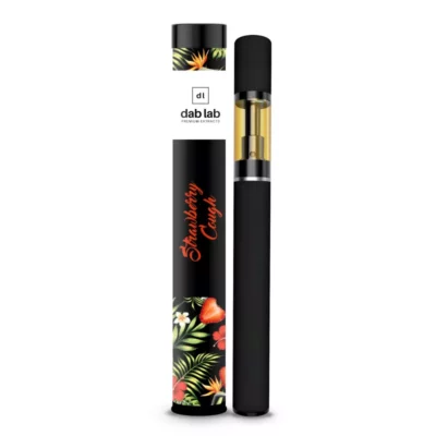 DL Dab Labs Strawberry Cough Vape Pen with Tropical Design.