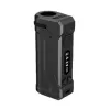 Sleek portable electronic device with ergonomic design, digital display, tactile button, and charging port.
