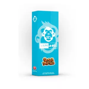 Bright turquoise box with Vape Ape branding and Sour Diesel cannabis product.