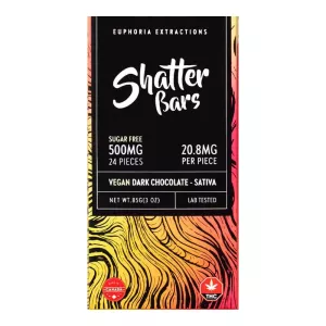 Sativa Vegan Dark Chocolate Shatter Bars 500mg / 24pcs – Euphoria Extractions