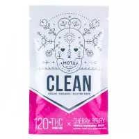 MOTA Cherry Berry Vegan Indica Gummies with 120mg THC and 30mg CBD in ruby-red plant-based pieces