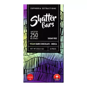 Indica Vegan Dark Chocolate Shatter Bars 250mg / 24pcs – Euphoria Extractions