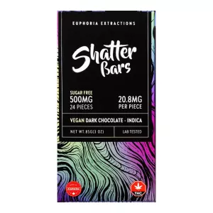 Indica Vegan Dark Chocolate Shatter Bars 500mg / 24pcs – Euphoria Extractions