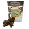 Sativa flower packaging with green buds in front.