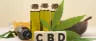 CBD oil dropper bottle with hemp leaves