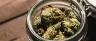 OG Kush cannabis buds covered in resin trichomes
