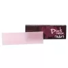 Pink paper with a packaging box, featuring a bold logo and abstract design.