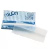 Clear plastic wrap with a blue and white striped box.