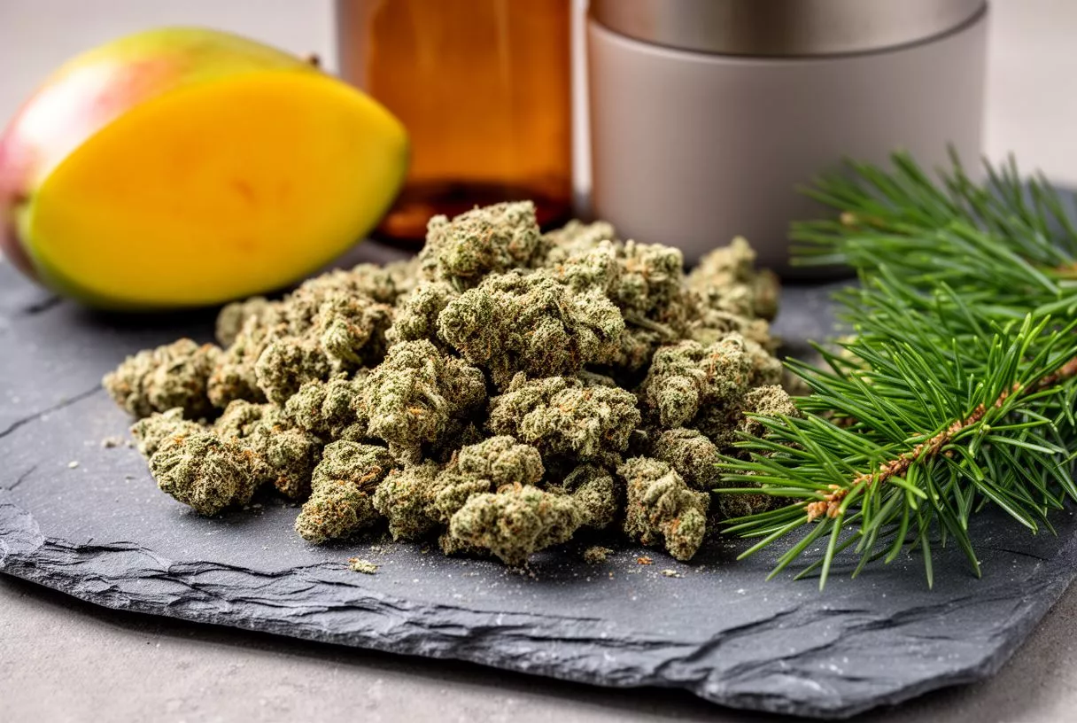 Afgooey weed strain dense resin-coated buds